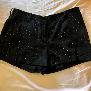 Black, sparky DVF shorts